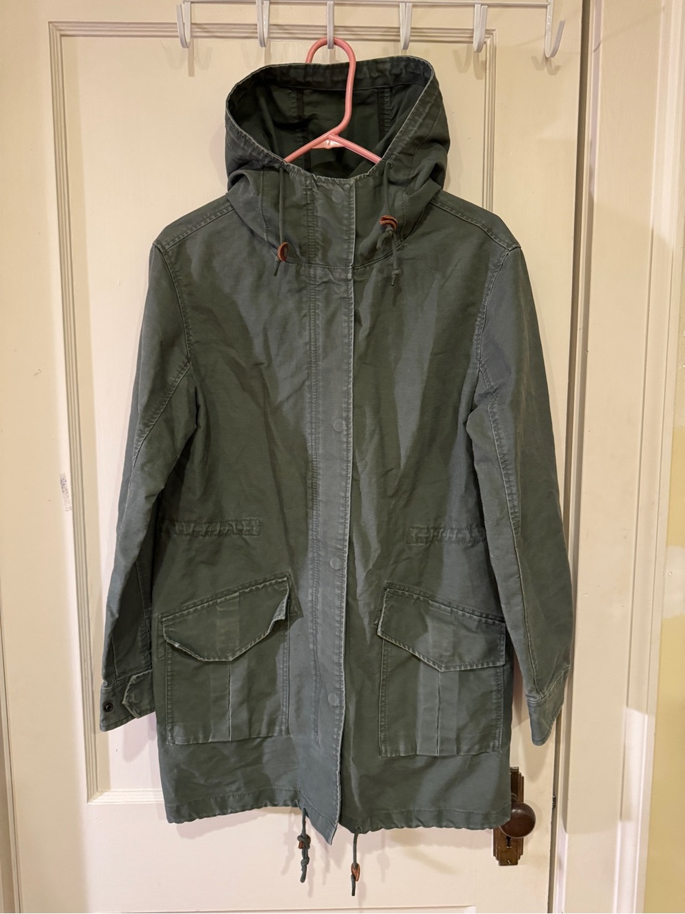 Abercrombie and Fitch Olive Hooded Parka Utility Jacket Military Y2K 2010 Small
